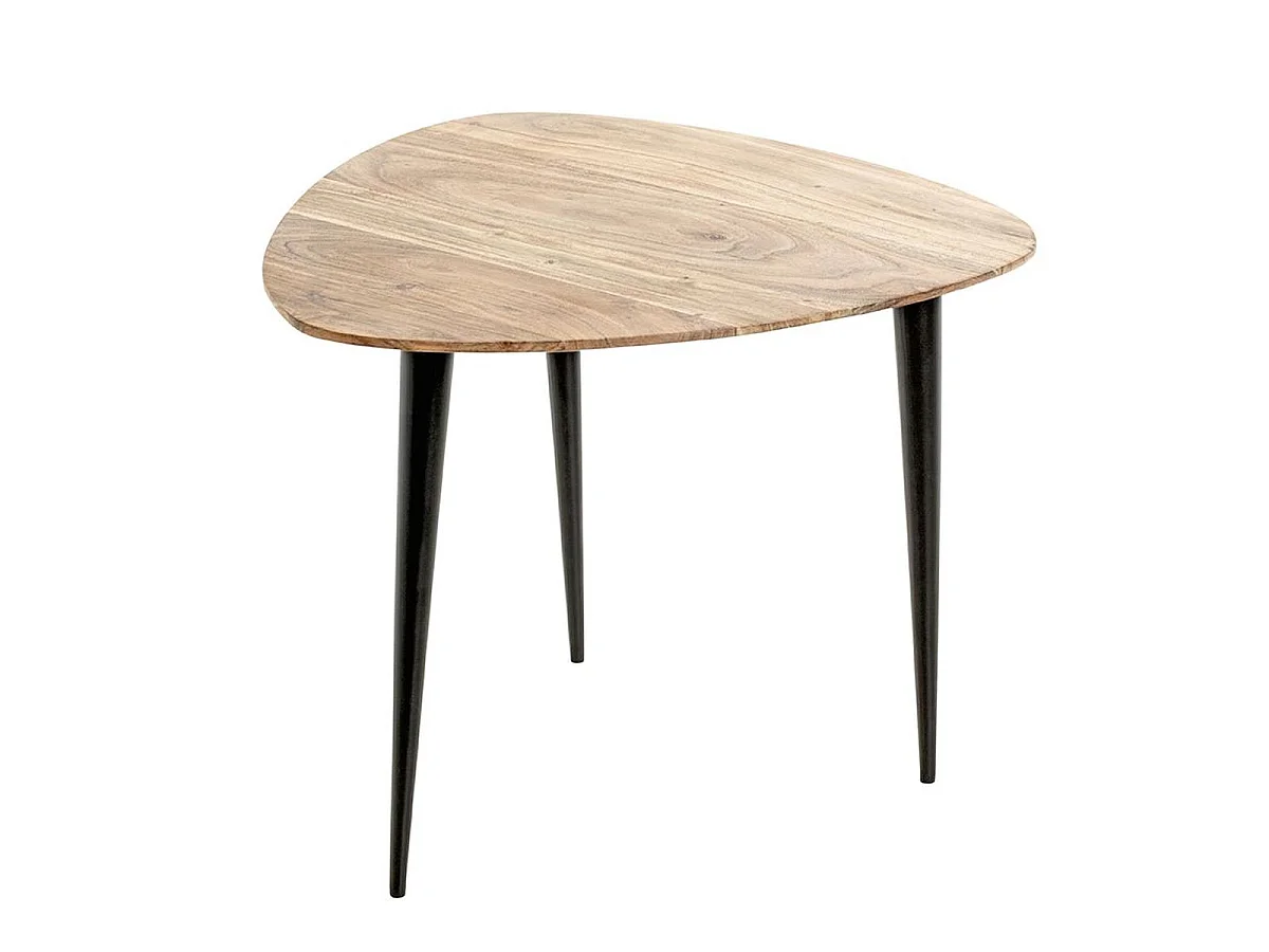 Table Basse Design en Bois "Ciotat" 55cm Naturel & Noir