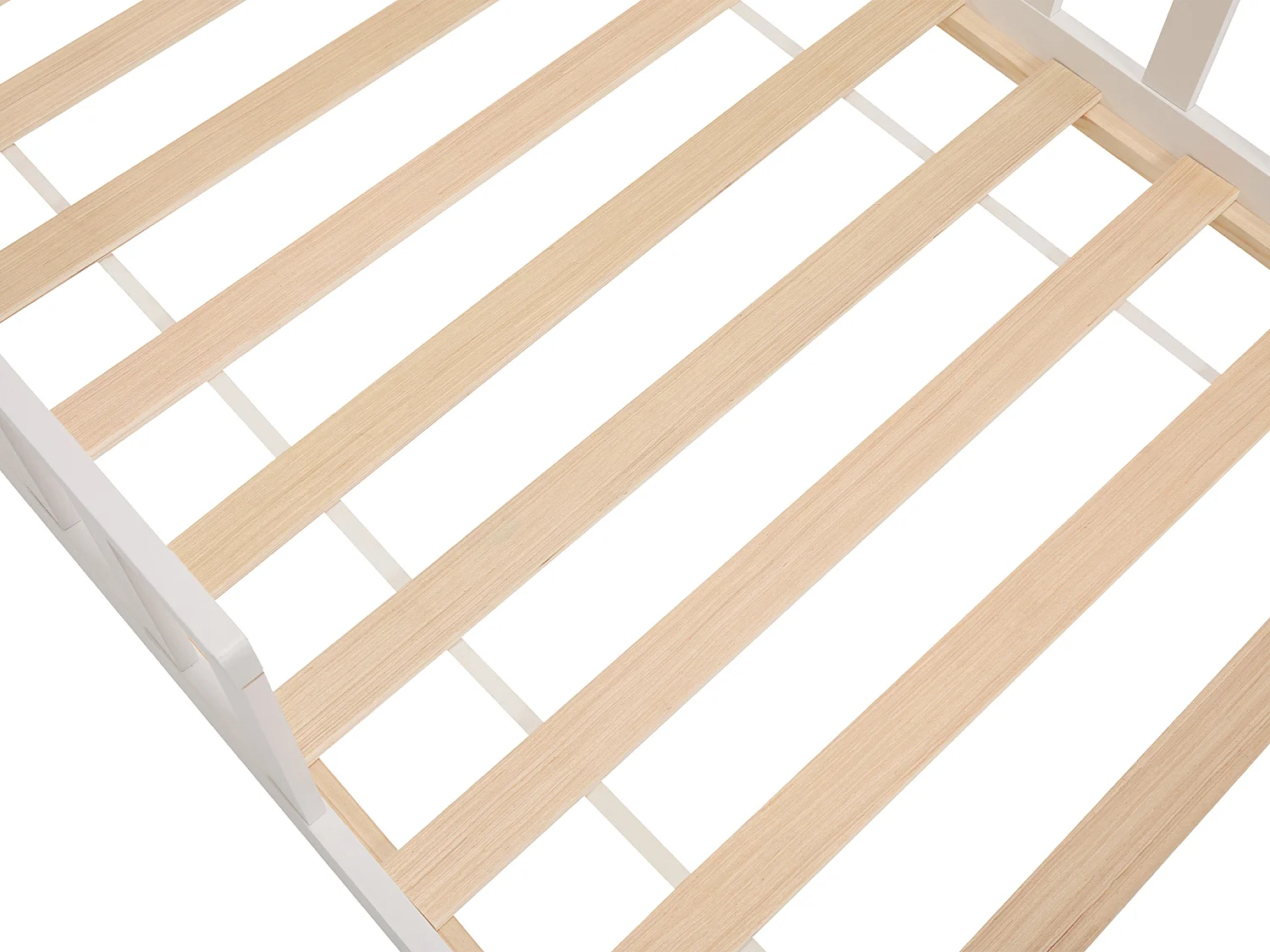 Lit cabane 90 x 190 cm - Pin - Coloris : Naturel et blanc + Matelas - MARTEVI