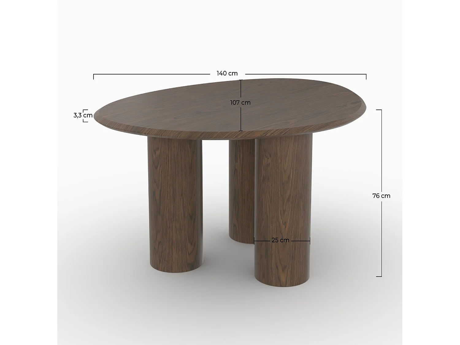 Table organique en placage noyer, 6 personnes - Aya