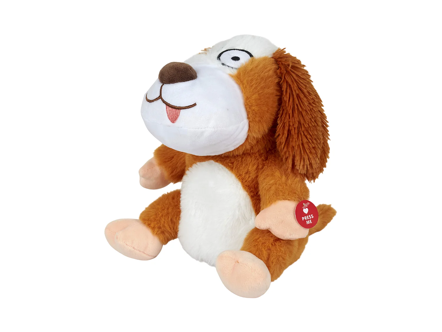 Peluche Animée Chien "Fou" 19cm Marron