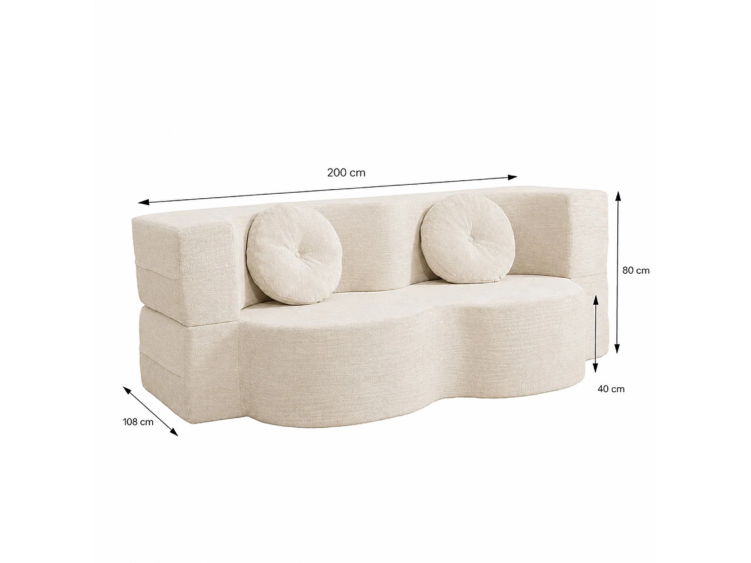 Canapé compressé convertible 2 places en velours beige PRESTON