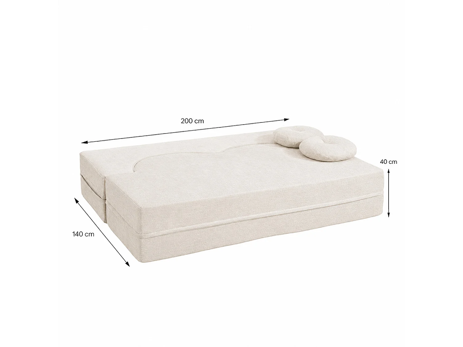 Canapé compressé convertible 2 places en velours beige PRESTON