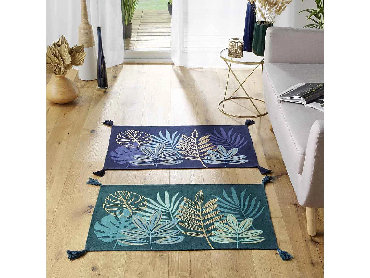 Tapis Déco Imprimé "Ornella" 60x90cm Émeraude
