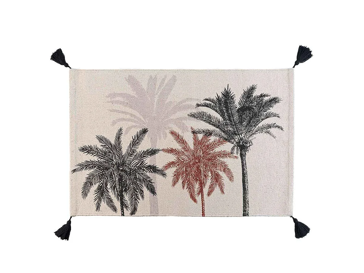 Tapis Déco Imprimé "Kenya Lodge" 60x90cm Naturel