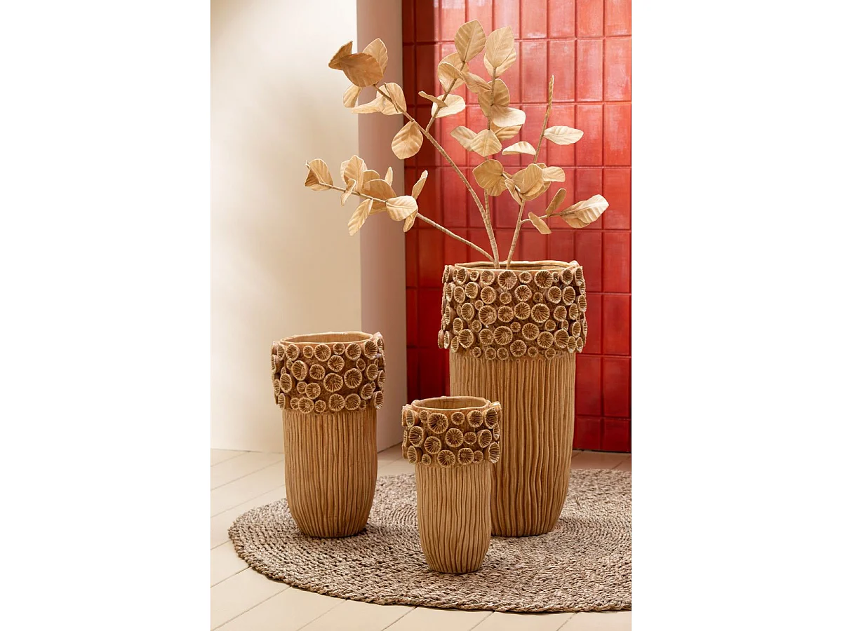 Vase Corail en Argile "Isidro" 32cm Ocre