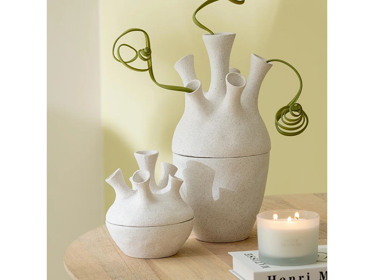 Vase Corail en Argile "Seymour" 19cm Blanc