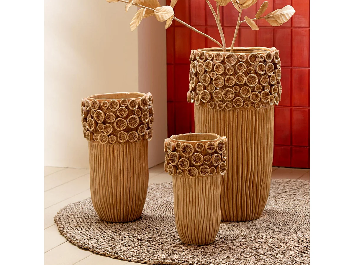 Vase Corail en Argile "Isidro" 41cm Ocre