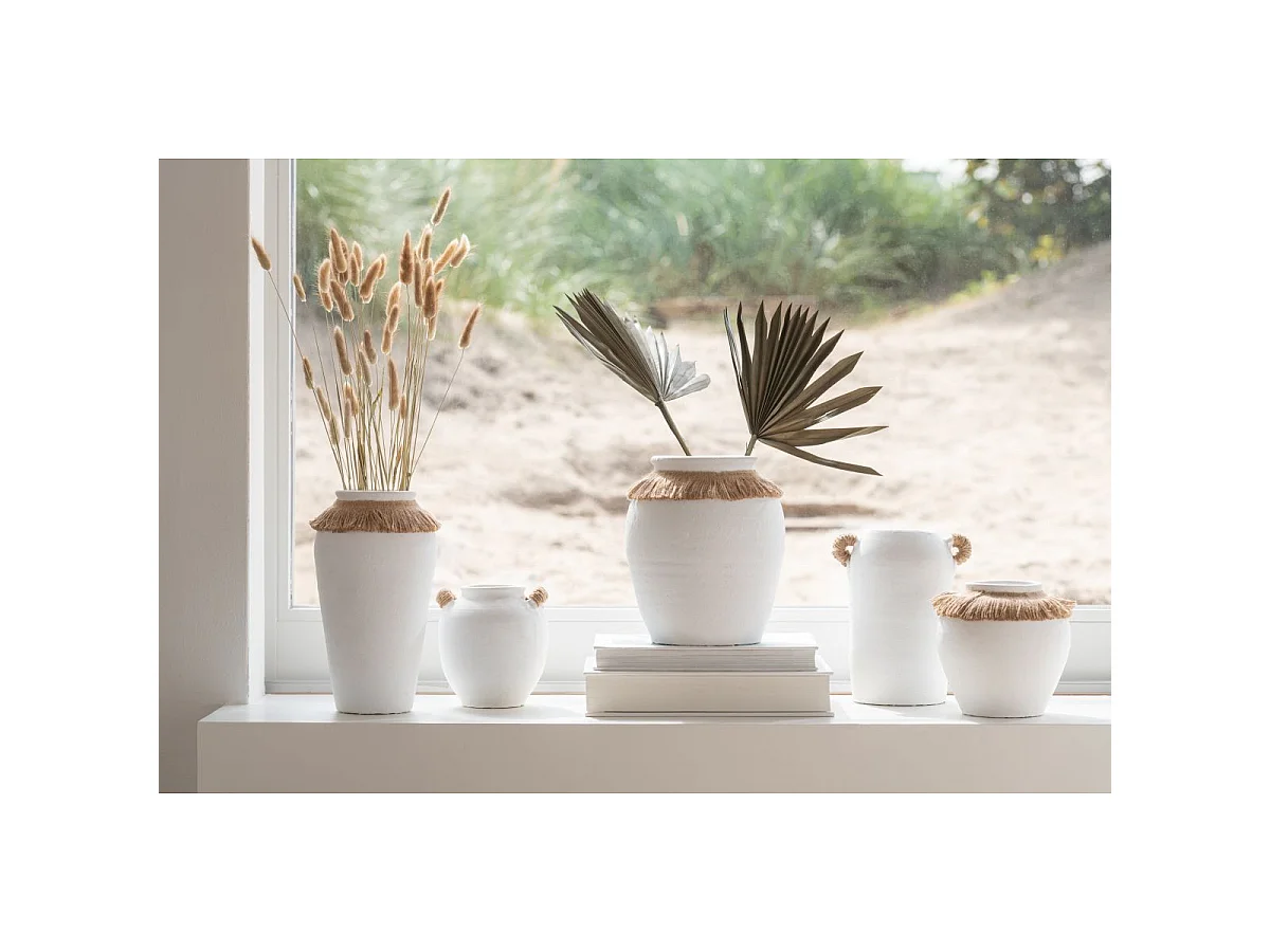 Vase Déco en Argile "Ibiza" 26cm Blanc