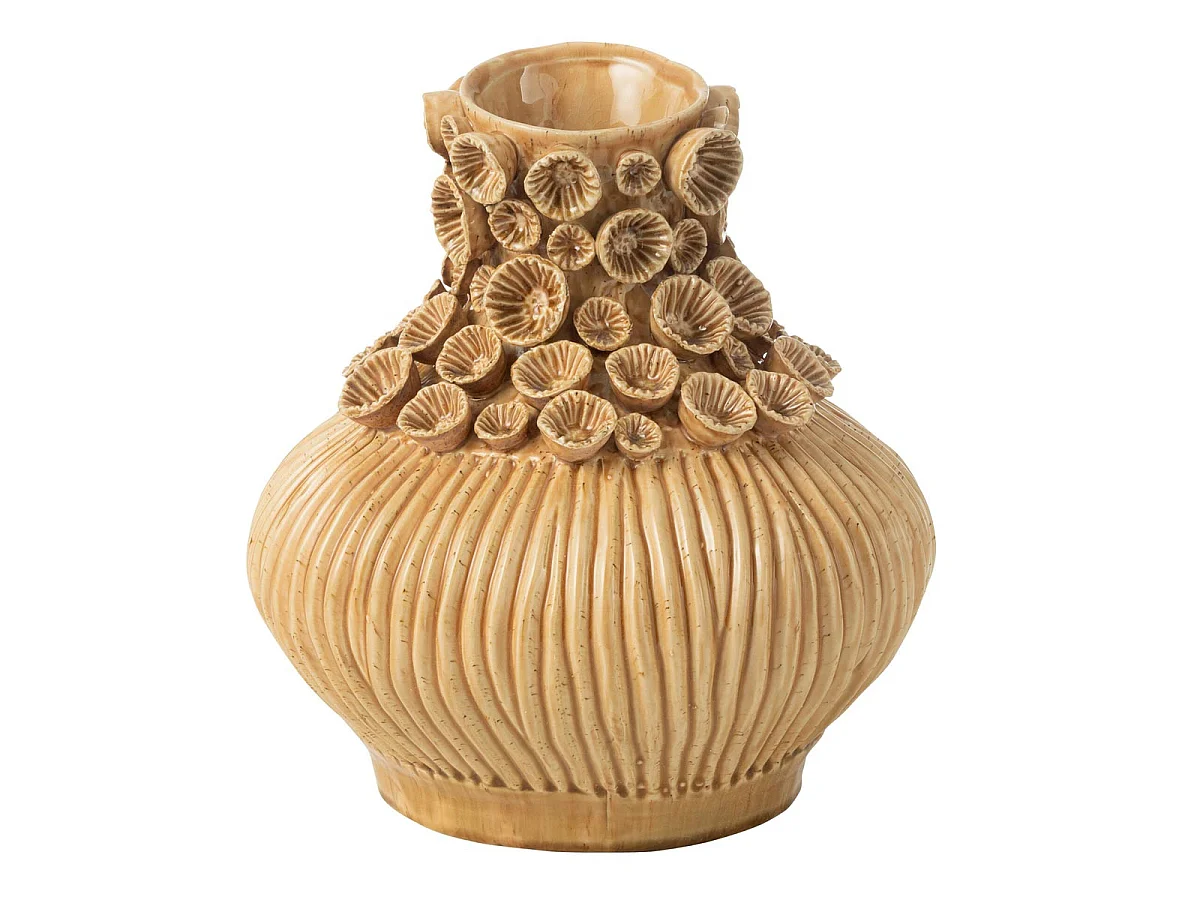 Vase Gourde Corail en Argile "Isidro" 33cm Ocre