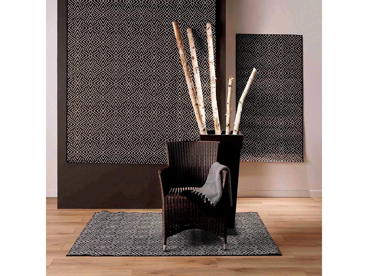 Tapis Tissé Déco "Aztek" 80x150cm Noir
