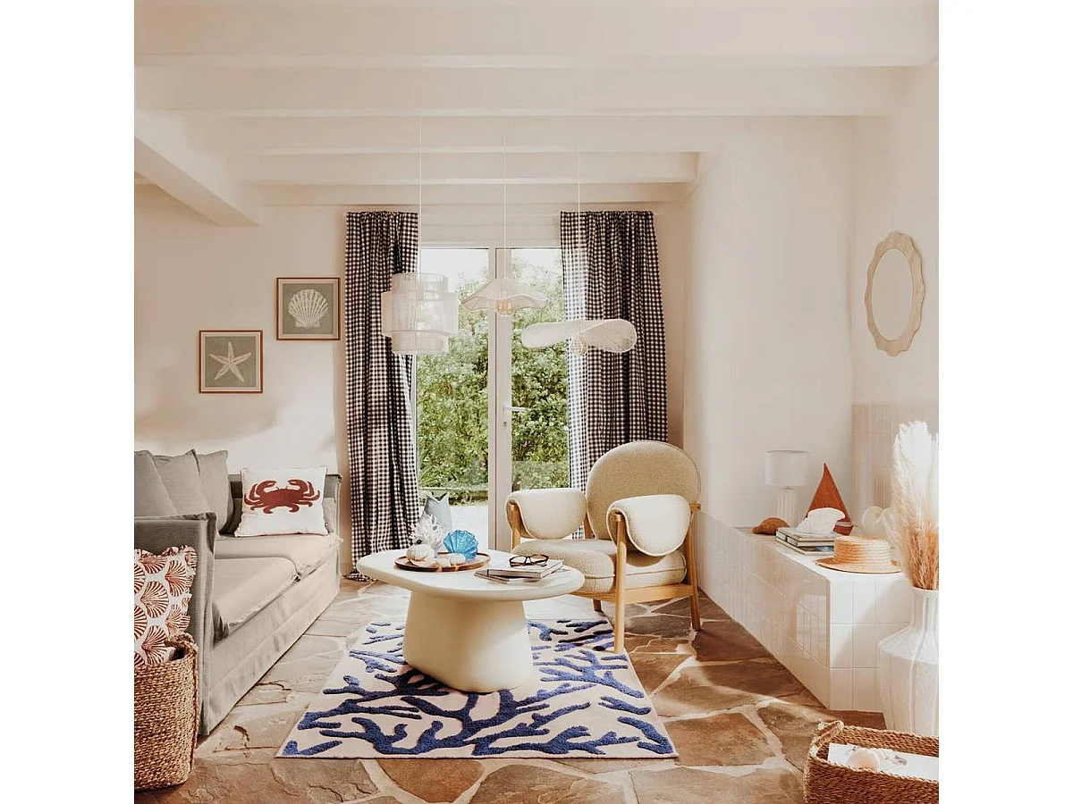 Tapis à Motifs Coraux "Océania" 120x170cm Bleu