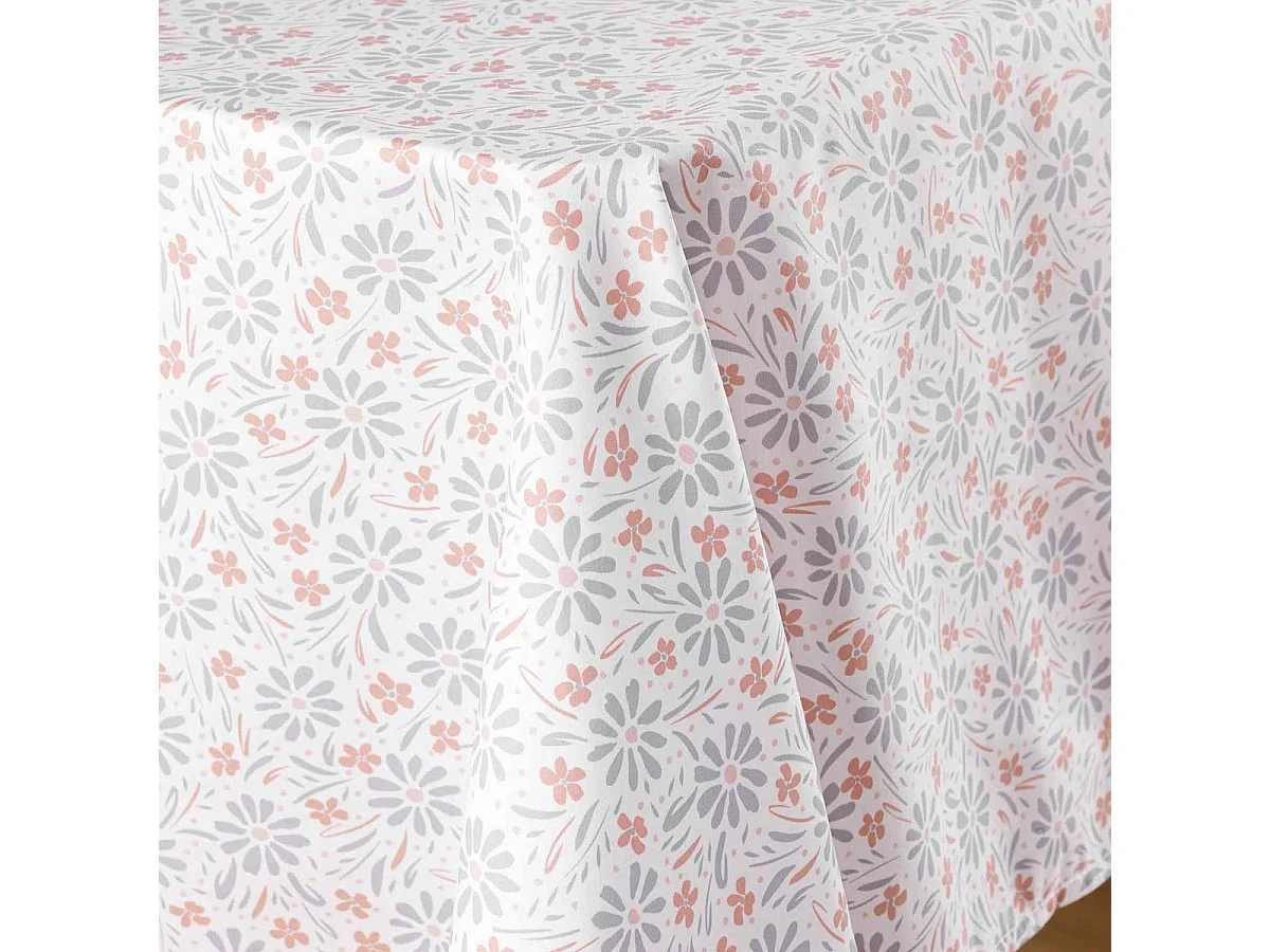 Nappe Microfibre Imprimé "Florelle" 140x240cm Corail