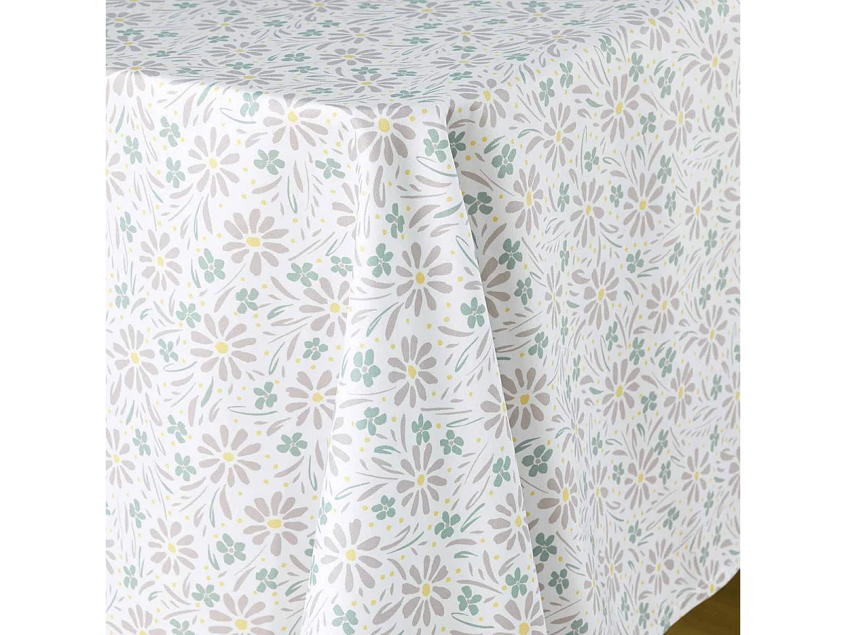 Nappe Microfibre Imprimé "Florelle" 140x240cm Taupe