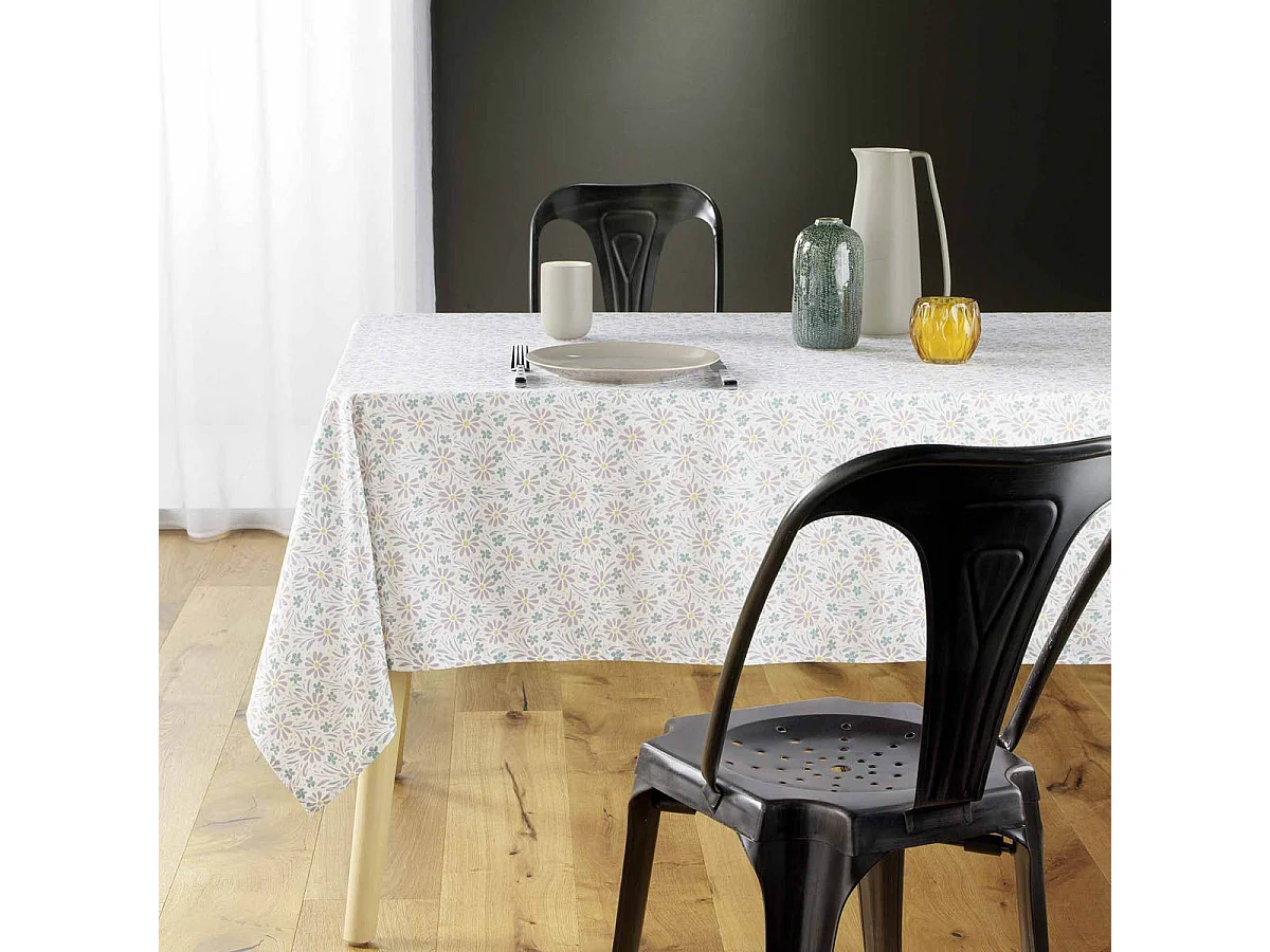 Nappe Microfibre Imprimé "Florelle" 140x240cm Taupe