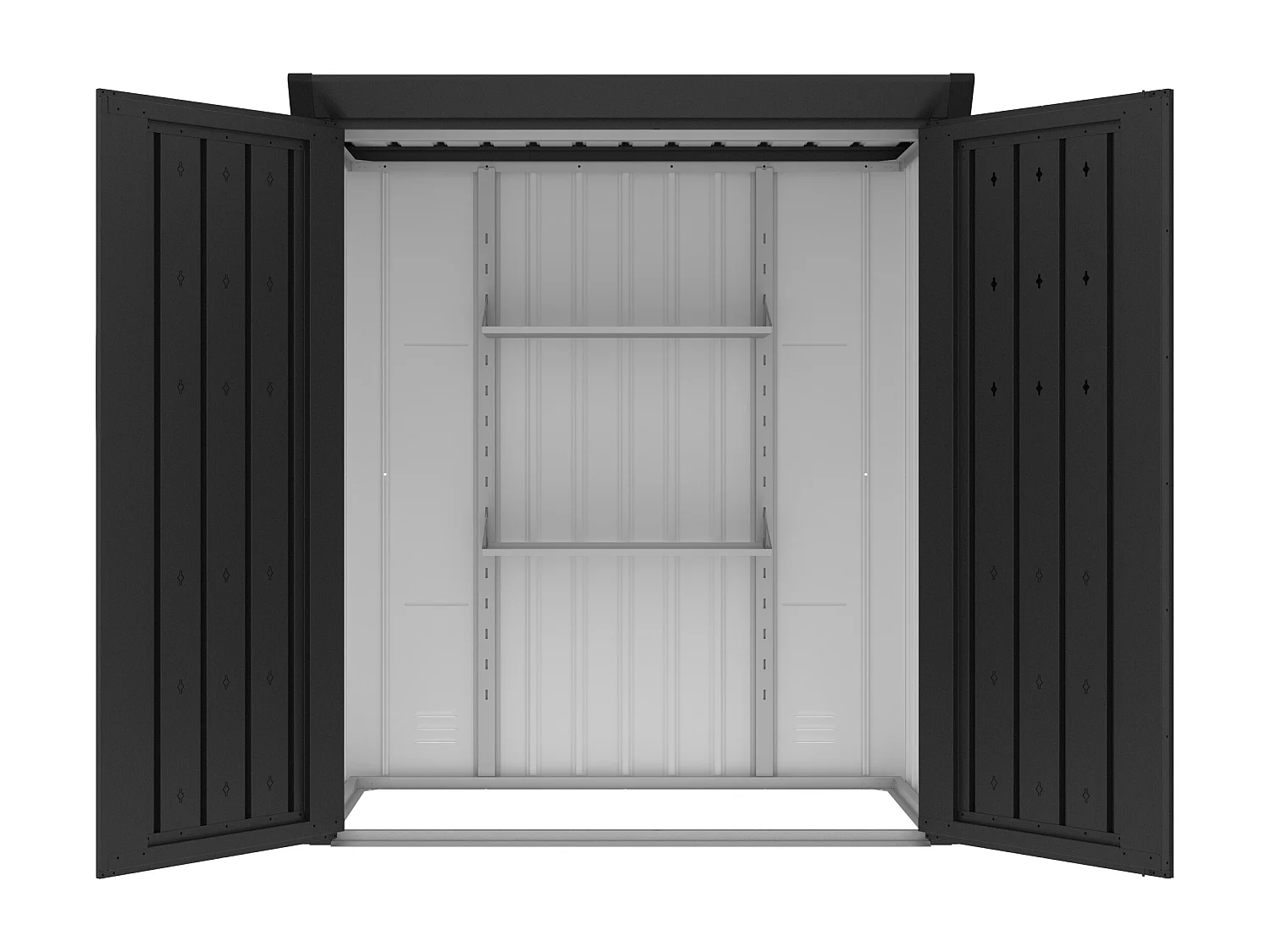 Armoire de rangement de jardin en acier galvanisé anthracite avec lot de 2 étagères 1,88 m³ - L133 x P94 x H151 cm - NORISA