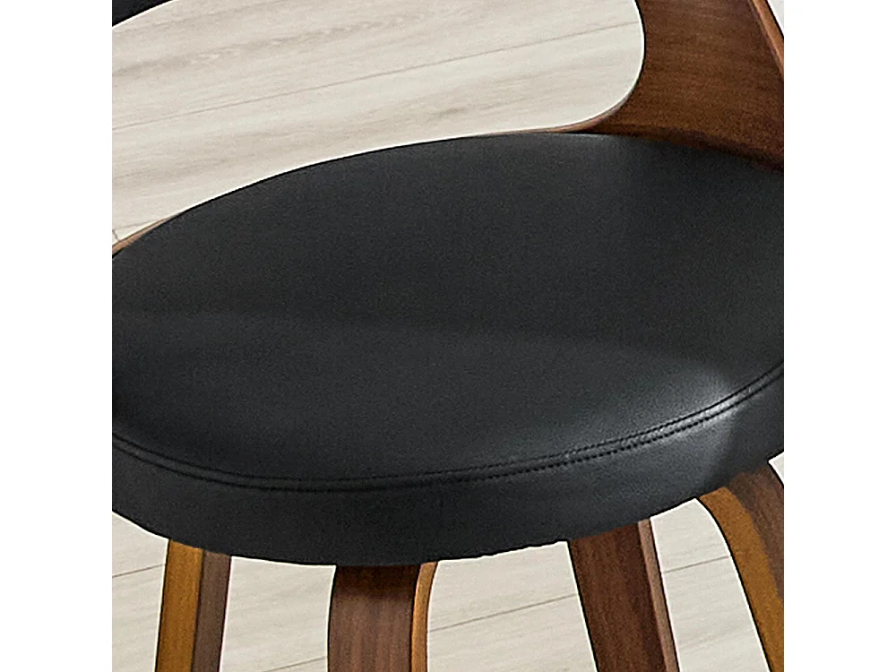 Conjunto de 2 bancos de bar com encosto, estrutura em madeira, couro PU, 92 cm, bancos de bar, preto