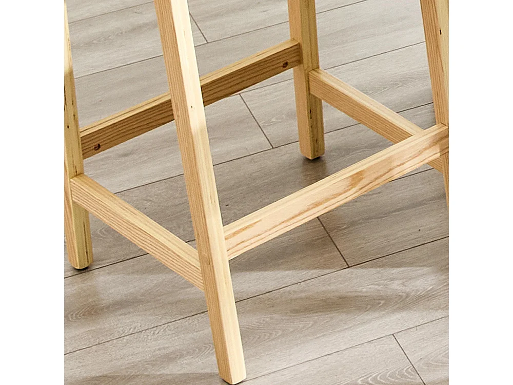 Lot de 2 tabourets tressés, en bois massif, cordage tressé à la main, style rustique, couleur bois