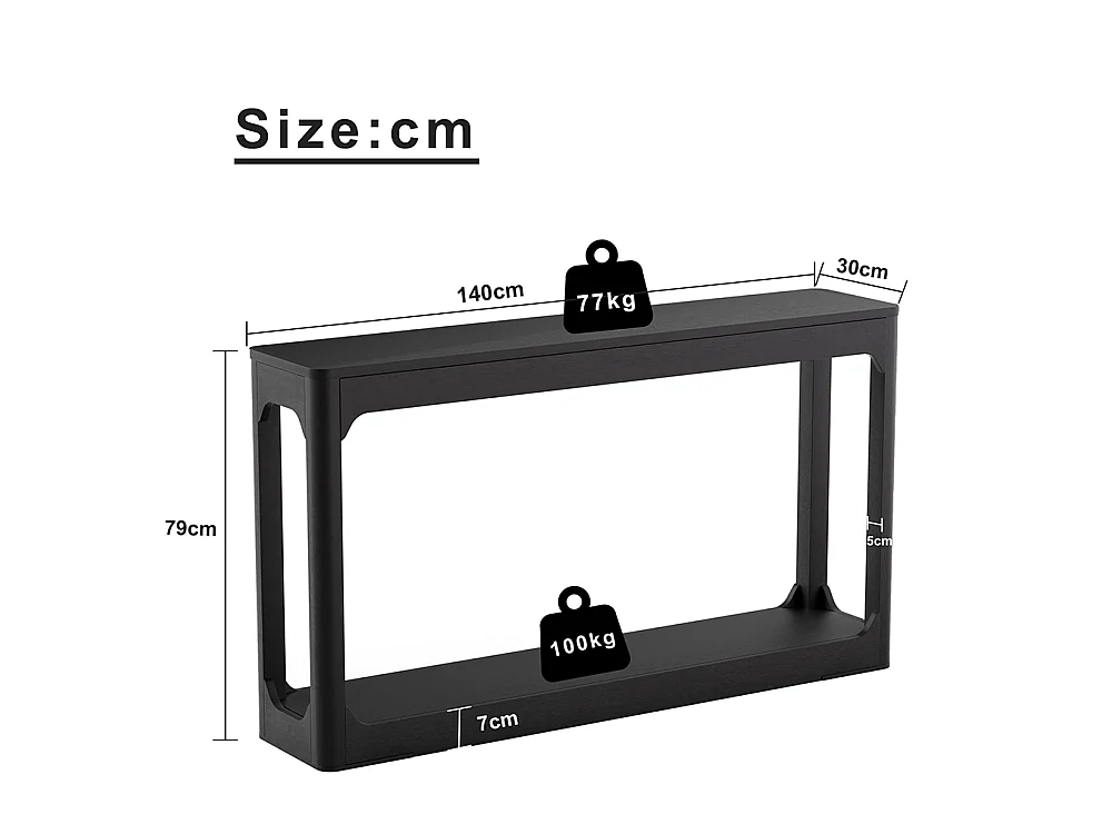 Table d'appoint avec rangement, modèle à deux niveaux, idéale à placer derrière un canapé, Noir
