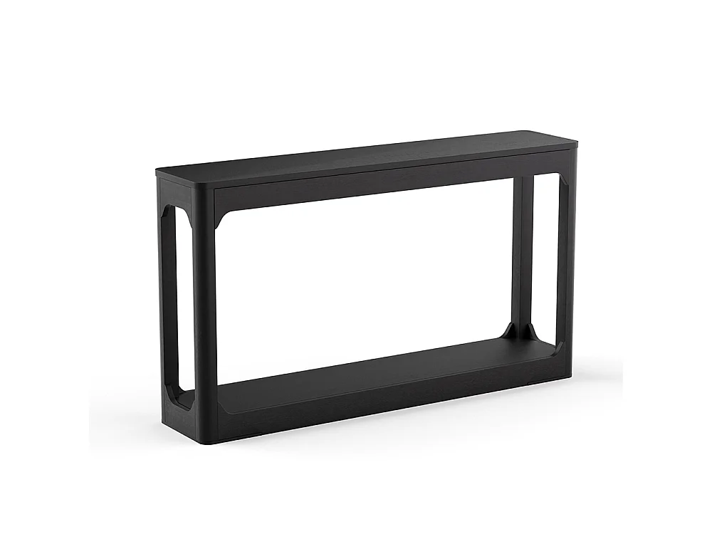 Table d'appoint avec rangement, modèle à deux niveaux, idéale à placer derrière un canapé, Noir