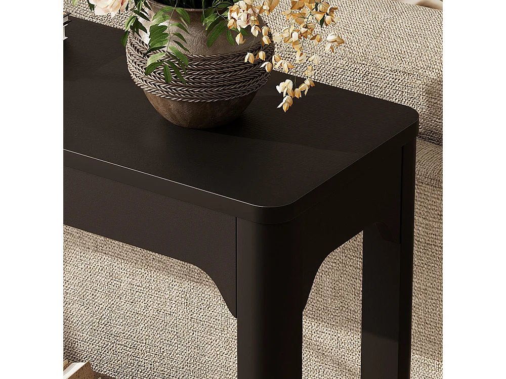 Table d'appoint avec rangement, modèle à deux niveaux, idéale à placer derrière un canapé, Noir