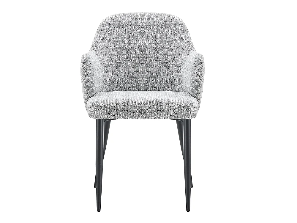 Set van twee eetkamerstoelen, met een combinatie van grijze stof en zwart PU-leer, met een rugleuning van zwart PU-leer,  grijs