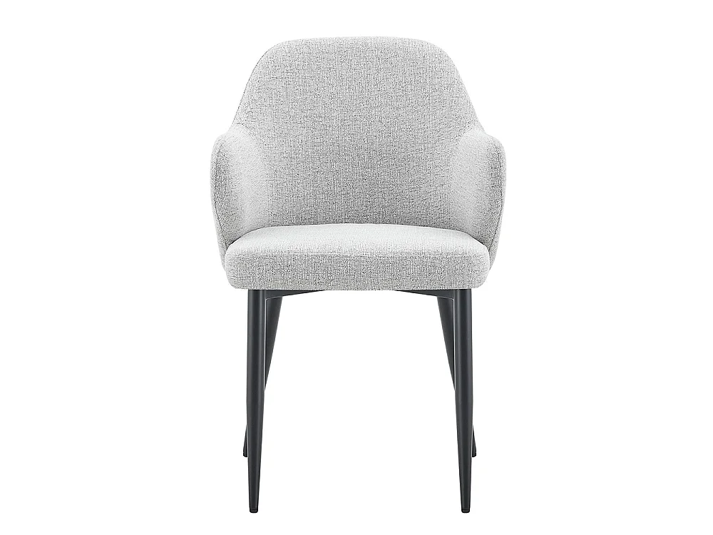 Set van twee eetkamerstoelen, met een combinatie van grijze stof en zwart PU-leer, met een rugleuning van zwart PU-leer,  bruin