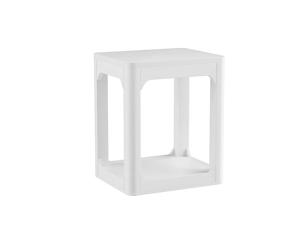 Lot de 2 tables d'appoint, avec plateau de 3 cm d'épaisseur, tables d'appoint à deux niveaux pour le salon, blanc