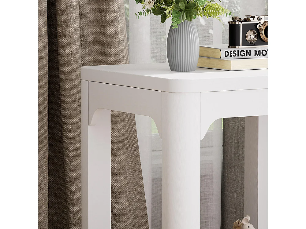 Lot de 2 tables d'appoint, avec plateau de 3 cm d'épaisseur, tables d'appoint à deux niveaux pour le salon, blanc