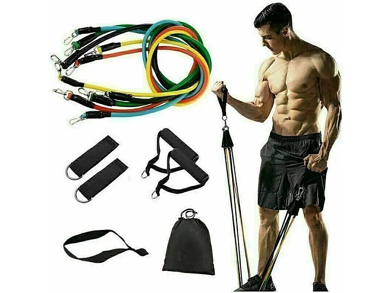 Kit  de bandes  tubes de résistance élastiques avec poignées + sac  14 pieces