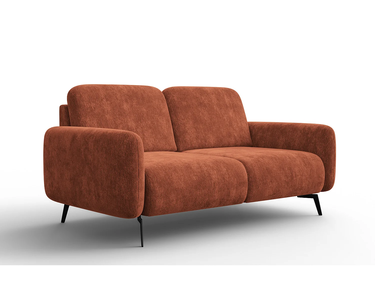 Sofa 2-Sitzer FEBE, rostroter Chenille-Stoff