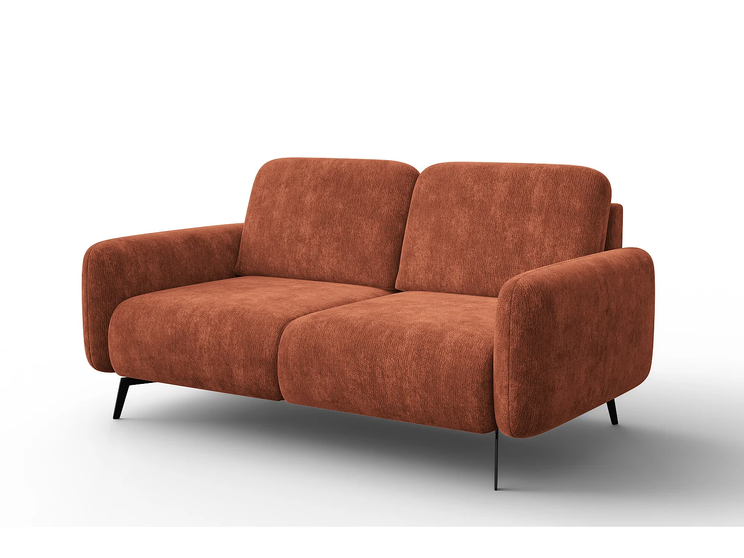 Sofa 2-Sitzer FEBE, rostroter Chenille-Stoff