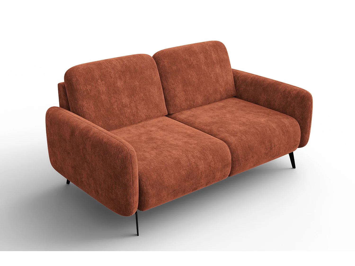 Sofa 2-Sitzer FEBE, rostroter Chenille-Stoff