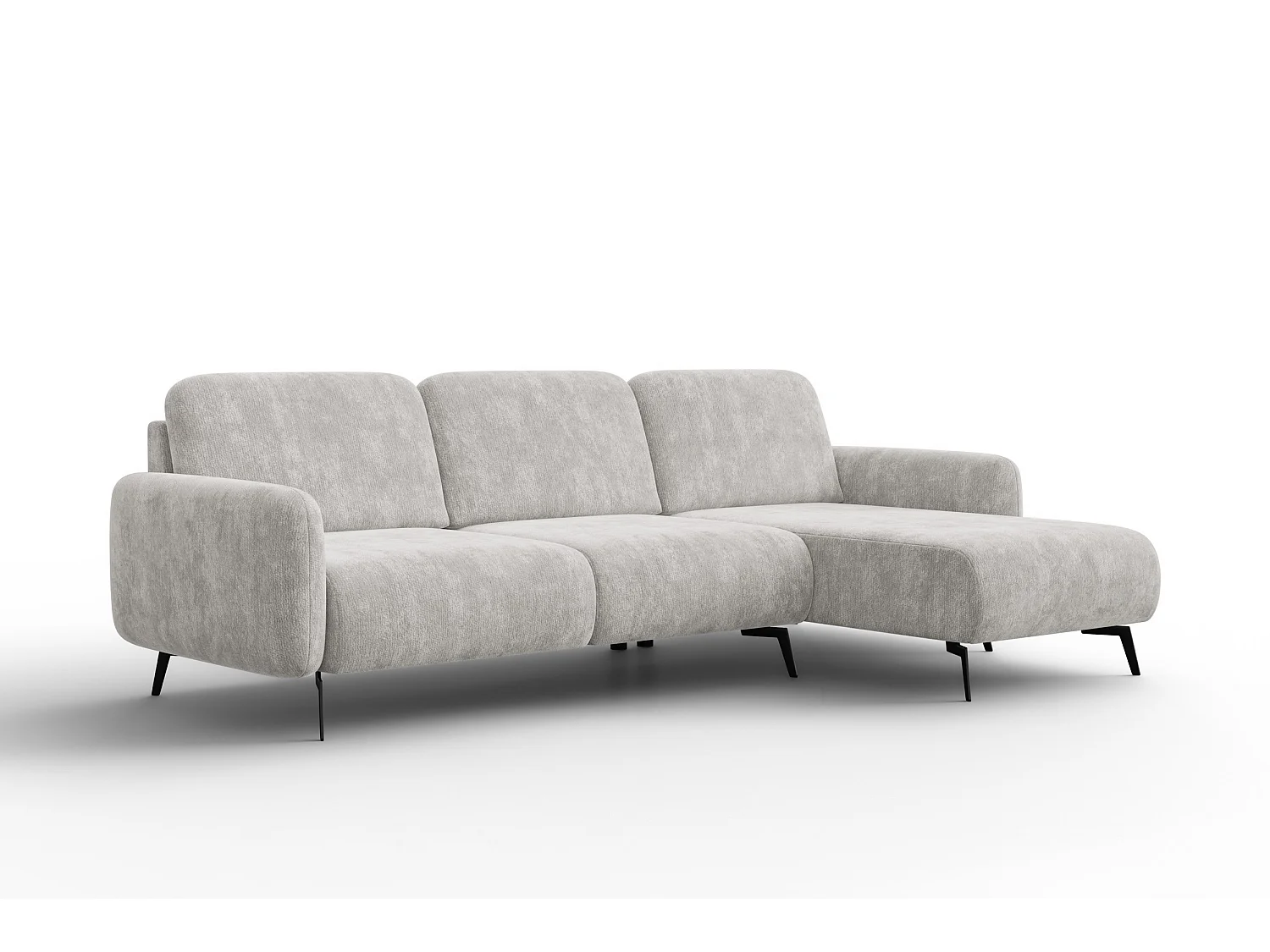 Ecksofa 4-Sitzer rechts FEBE, hellgrauer Chenille-Stoff