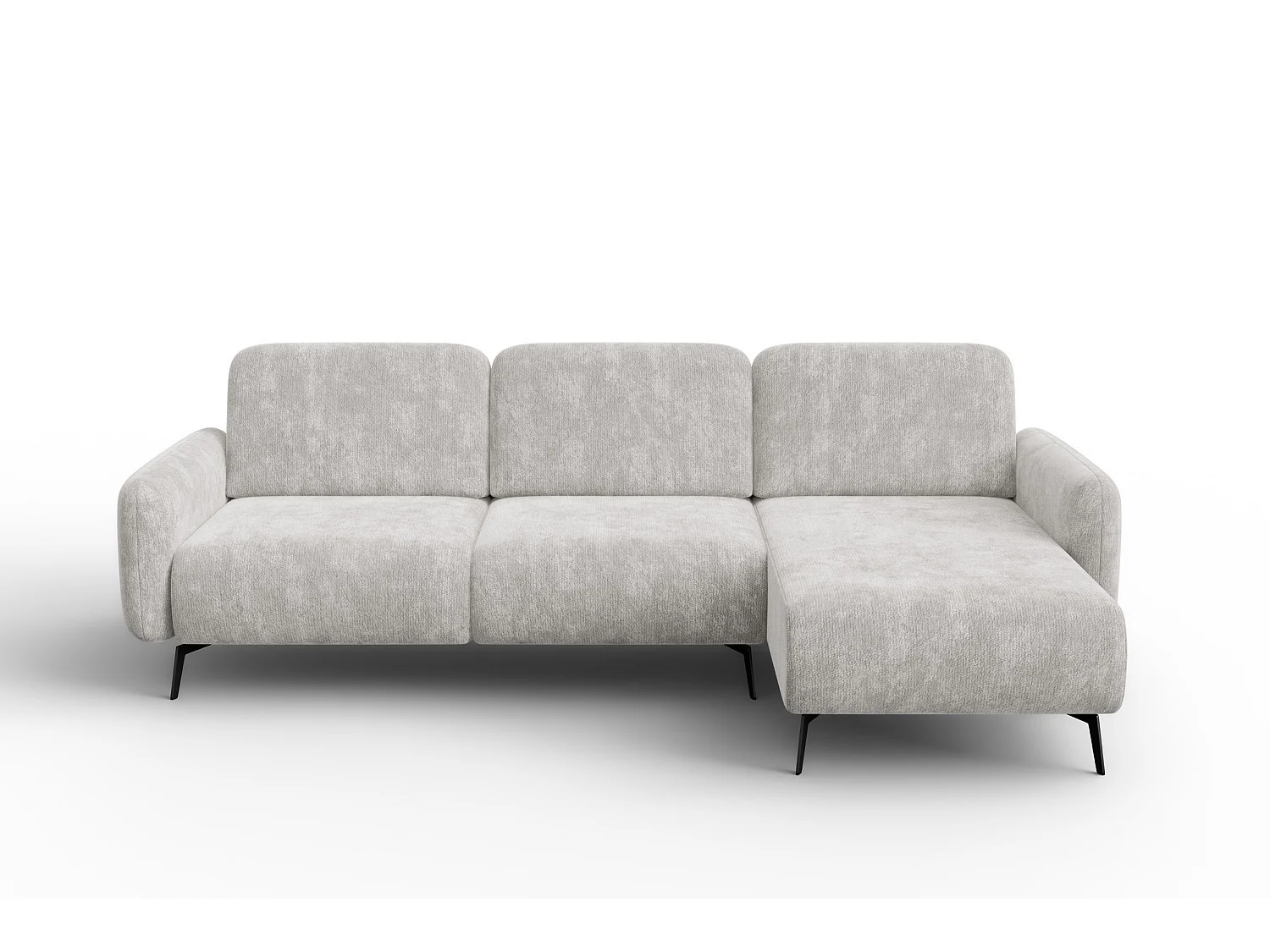 Ecksofa 4-Sitzer rechts FEBE, hellgrauer Chenille-Stoff