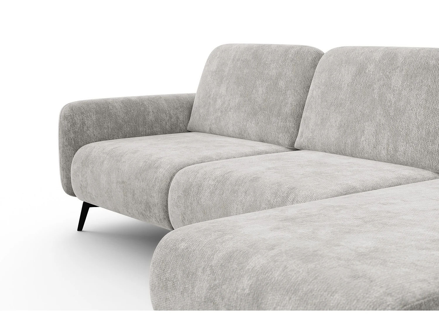 Ecksofa 4-Sitzer rechts FEBE, hellgrauer Chenille-Stoff