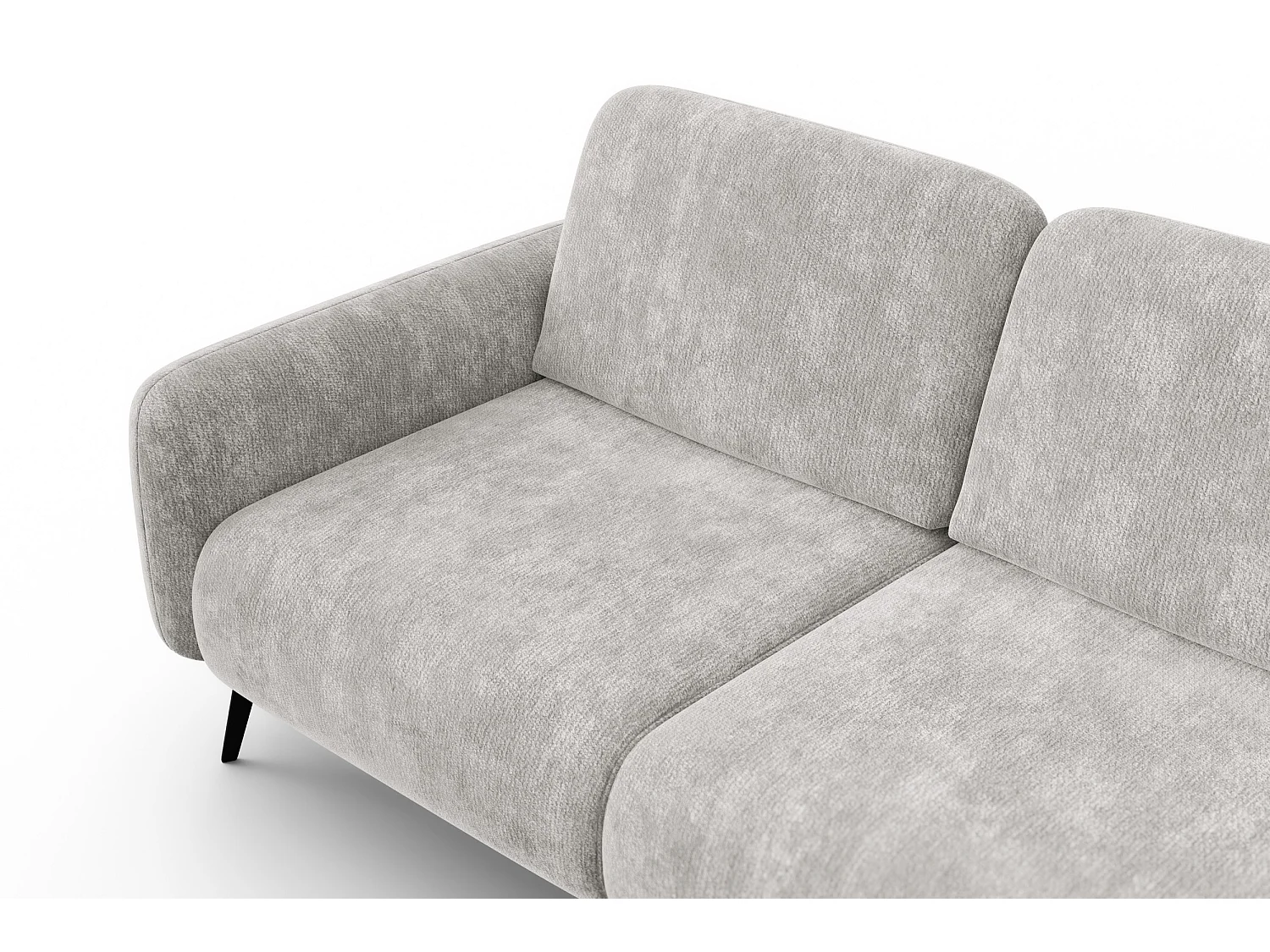 Ecksofa 4-Sitzer rechts FEBE, hellgrauer Chenille-Stoff