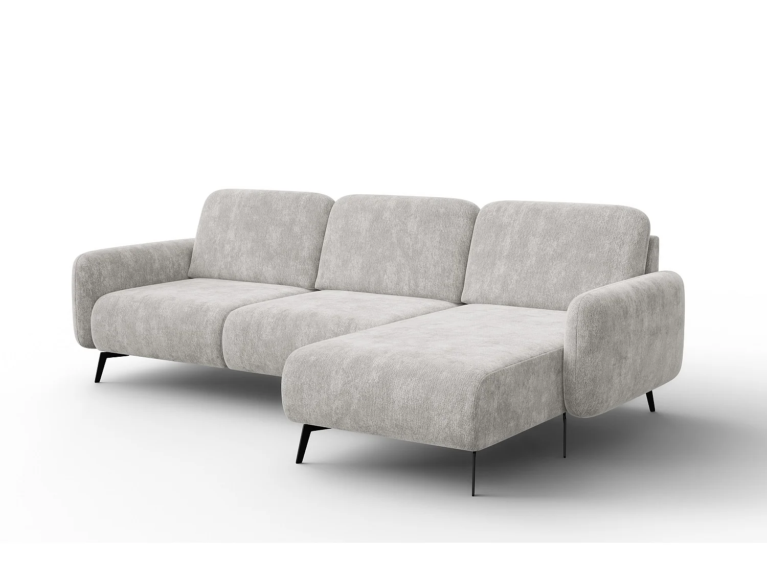 Ecksofa 4-Sitzer rechts FEBE, hellgrauer Chenille-Stoff