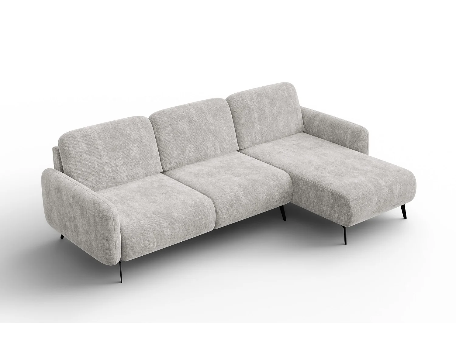 Ecksofa 4-Sitzer rechts FEBE, hellgrauer Chenille-Stoff