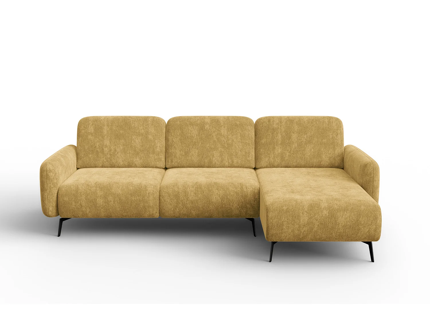 Ecksofa 4-Sitzer rechts FEBE, safranfarbener Chenille-Stoff