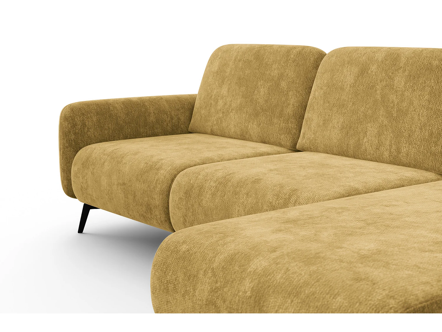 Ecksofa 4-Sitzer rechts FEBE, safranfarbener Chenille-Stoff