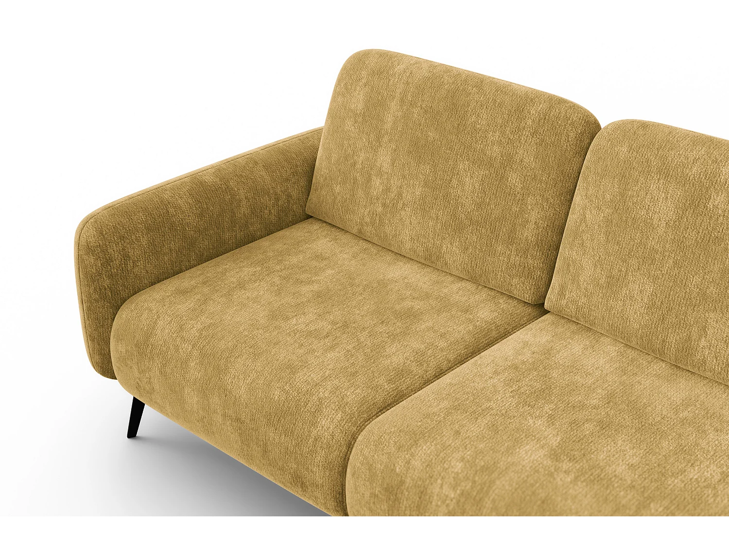 Ecksofa 4-Sitzer rechts FEBE, safranfarbener Chenille-Stoff
