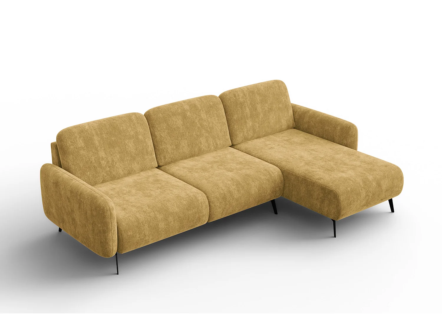 Ecksofa 4-Sitzer rechts FEBE, safranfarbener Chenille-Stoff