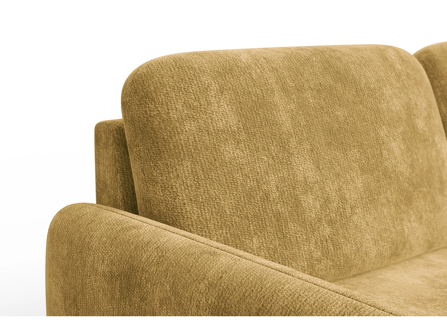 Ecksofa 4-Sitzer rechts FEBE, safranfarbener Chenille-Stoff