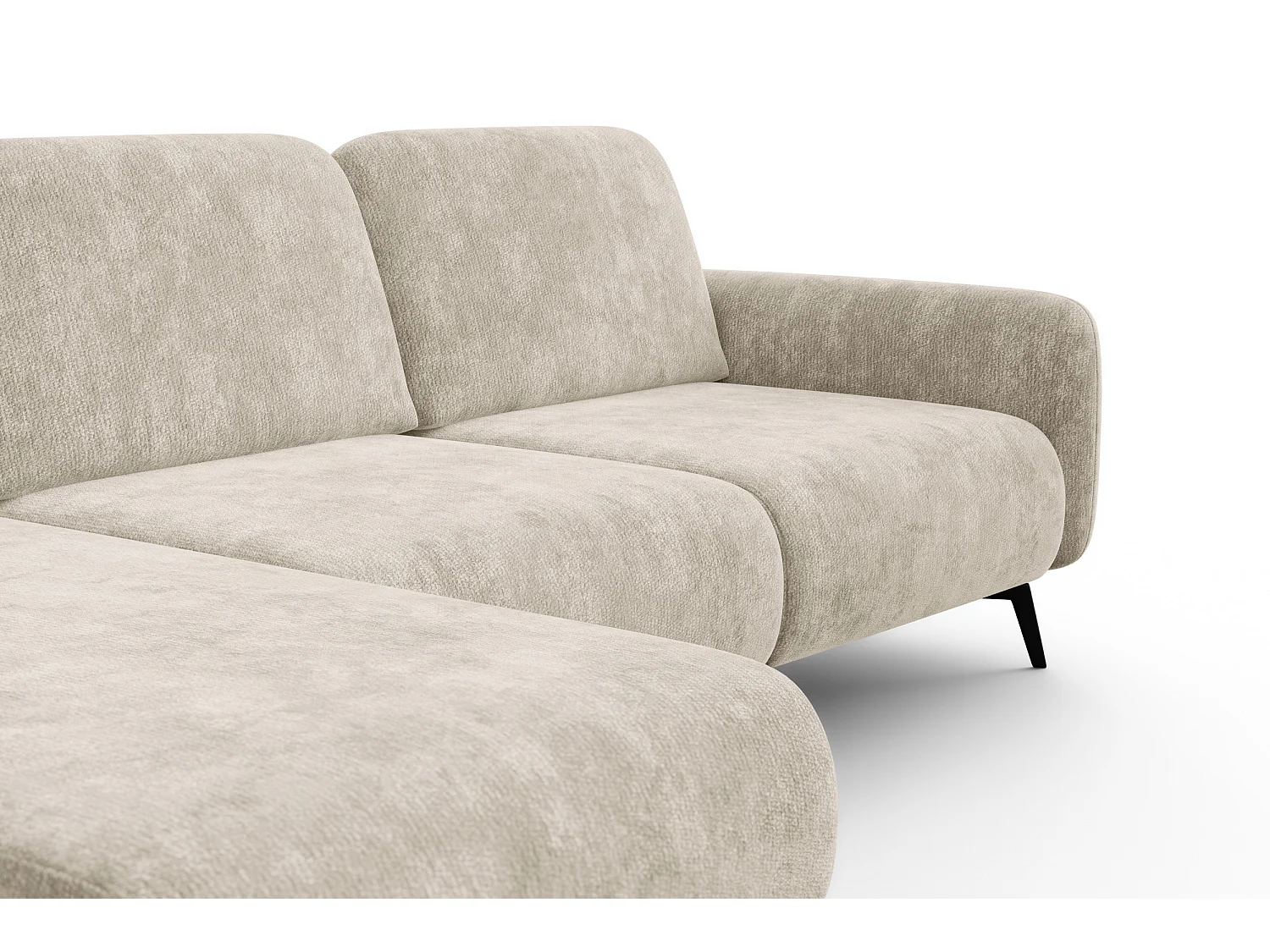 CANAPÉ D'ANGLE FEBE 4 places gauche, tissu chenille beige