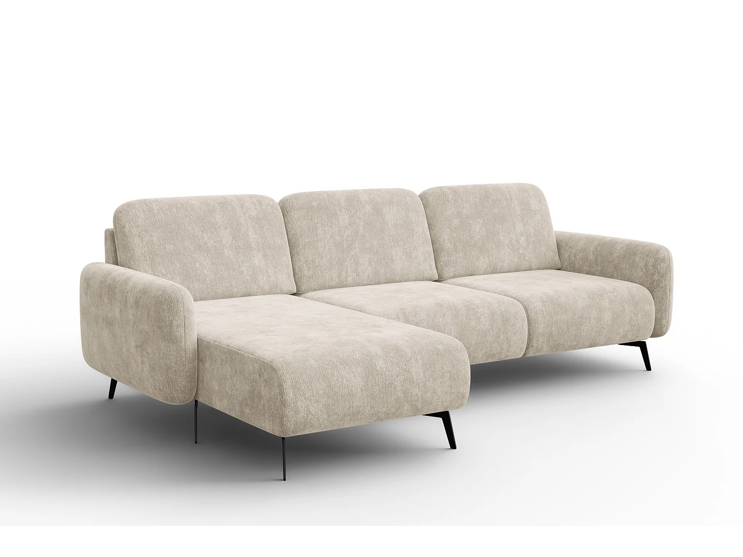 CANAPÉ D'ANGLE FEBE 4 places gauche, tissu chenille beige