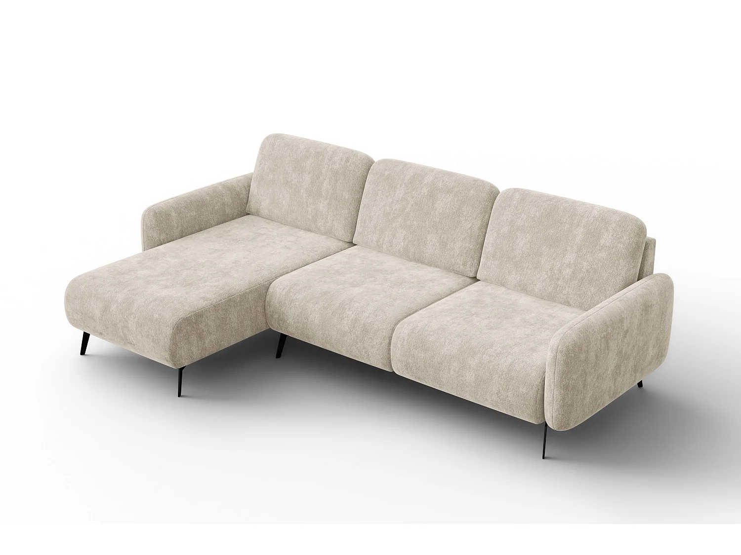 CANAPÉ D'ANGLE FEBE 4 places gauche, tissu chenille beige