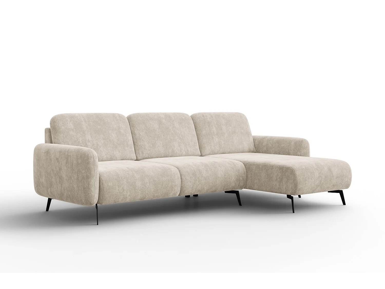 Ecksofa 4-Sitzer rechts FEBE, cremefarbener Chenille-Stoff