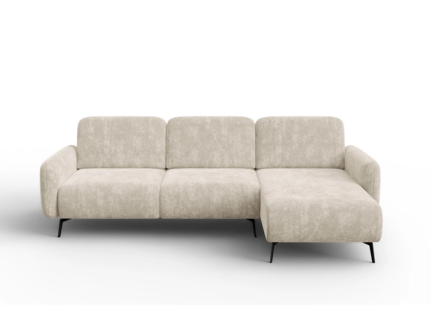 Ecksofa 4-Sitzer rechts FEBE, cremefarbener Chenille-Stoff