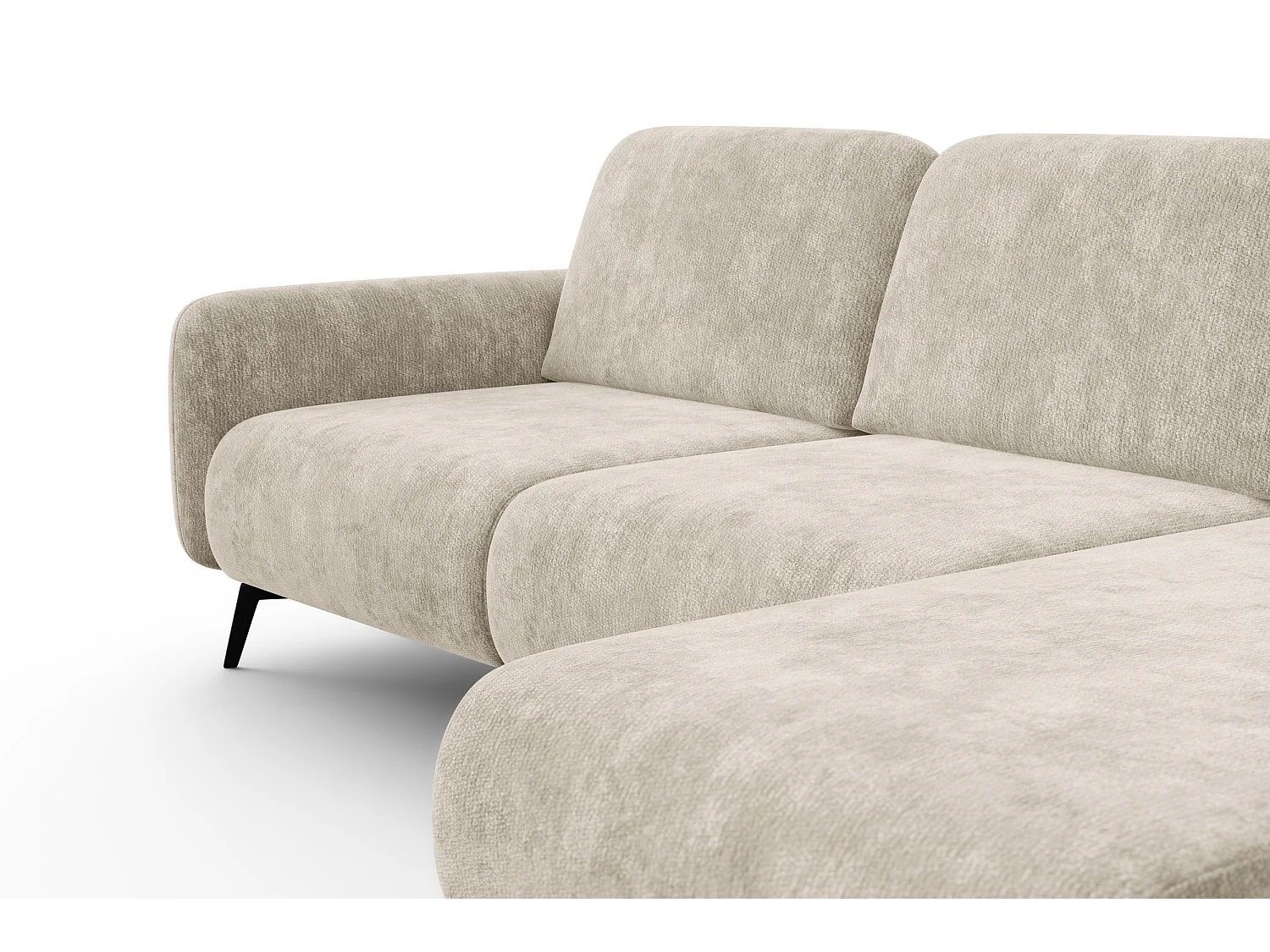 Ecksofa 4-Sitzer rechts FEBE, cremefarbener Chenille-Stoff