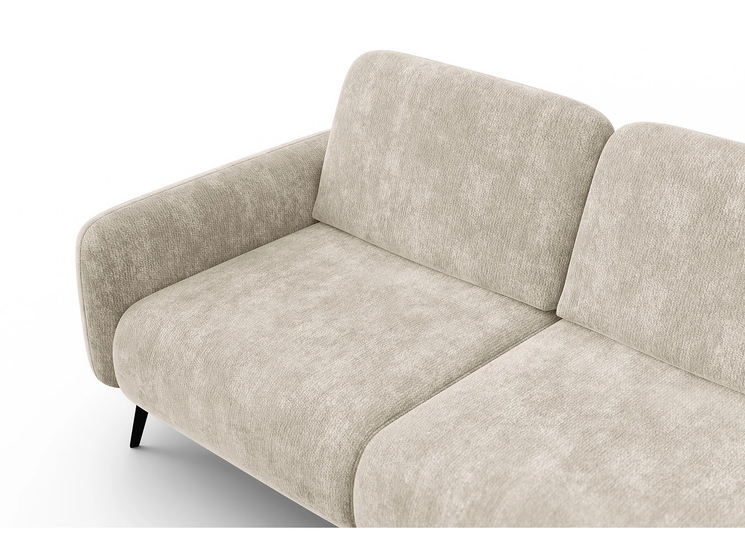 Ecksofa 4-Sitzer rechts FEBE, cremefarbener Chenille-Stoff